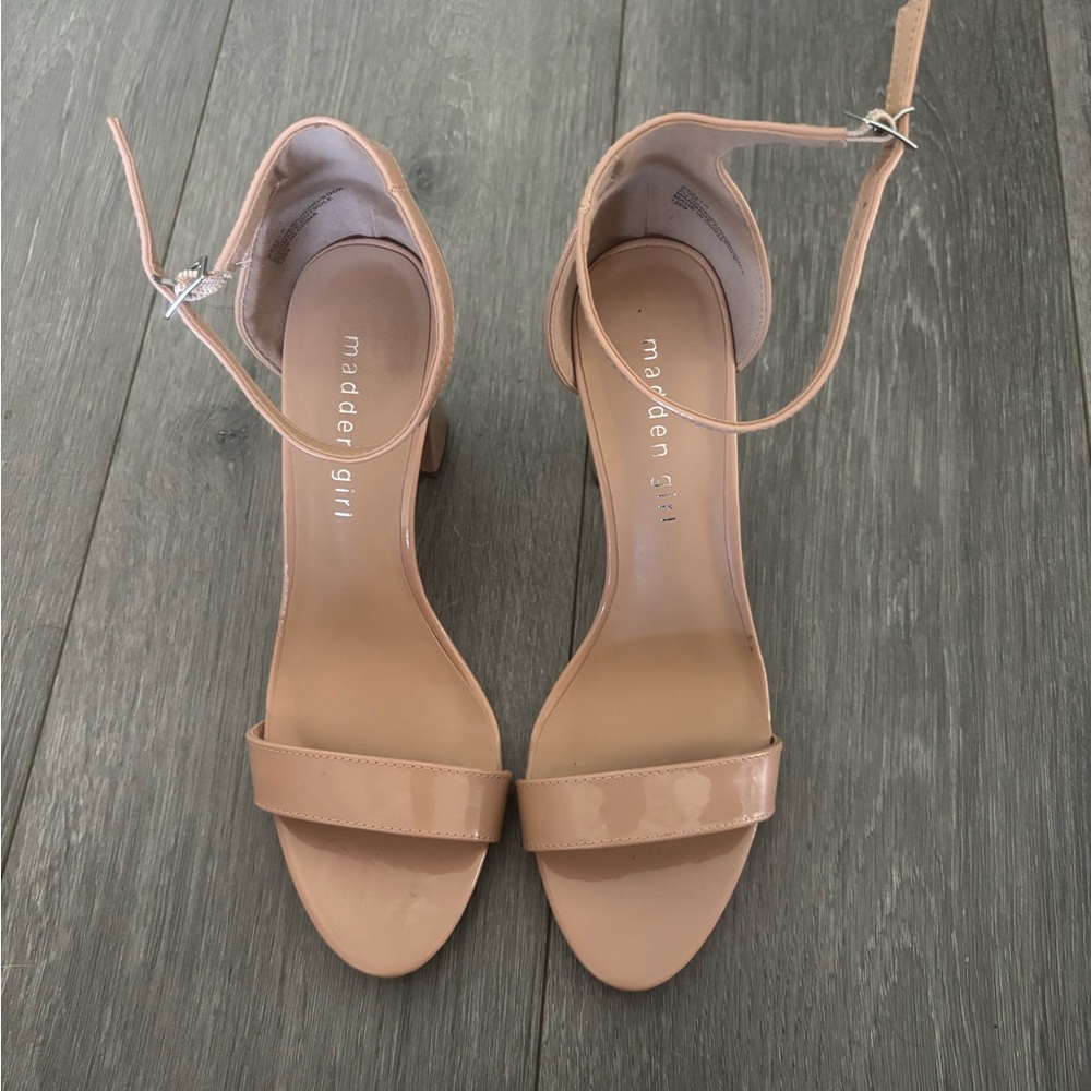 Madden Girl Nude Ankle Strap Heels
